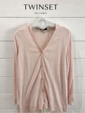 TWINSET baby pink cardigan  with tulle hem  size M